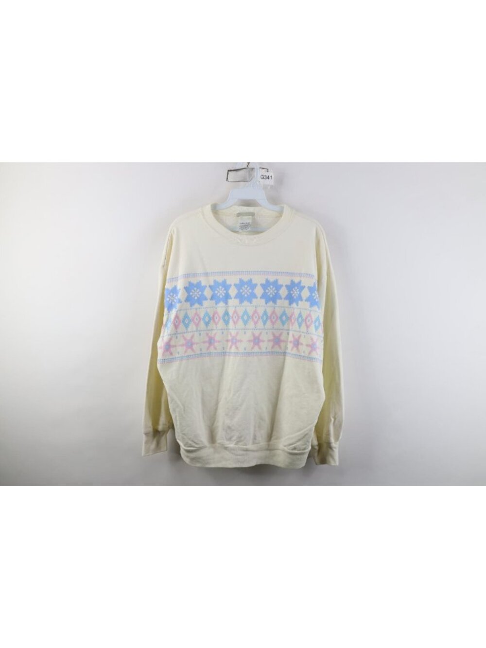 Vtg 90s Streetwear Womens Large Christmas Snowflake Heart Crewneck Sweatshirt